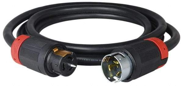 Cooper Wiring Devices - 100', 6/4 Gauge/Conductors, Black Industrial Extension Cord - 1 Receptacle, 50 Amps, 125/250 VAC, UL SOOW, NEMA 14-30R - Benchmark Tooling