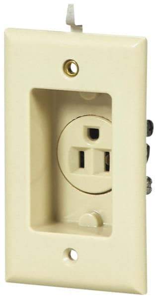 Cooper Wiring Devices - 125 VAC, 15 Amp, 5-15R NEMA Configuration, White, Specification Grade, Self Grounding Single Receptacle - 1 Phase, 2 Poles, 3 Wire, Tamper Resistant - Benchmark Tooling