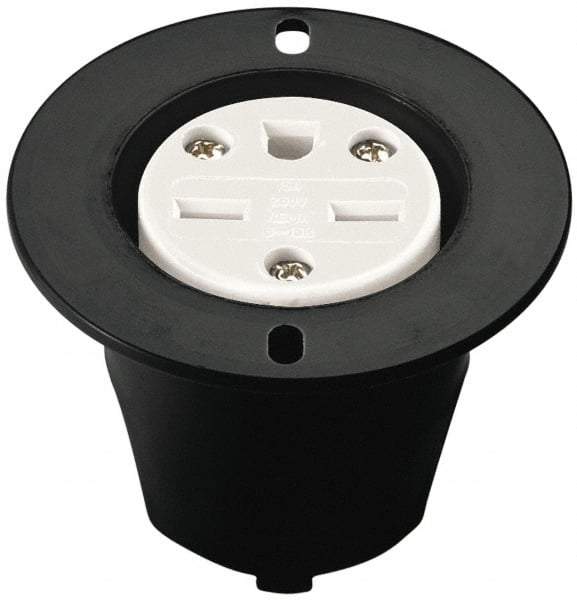 Cooper Wiring Devices - 125 VAC, 20 Amp, 5-20 NEMA, Straight, Self Grounding, Industrial Grade Connector - 2 Pole, 3 Wire, 1 Phase, Nylon, Black - Benchmark Tooling