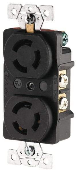 Cooper Wiring Devices - 250 VAC, 15 Amp, L6-15R NEMA, Receptacle - 2 Poles, 3 Wire, Female End, Black - Benchmark Tooling