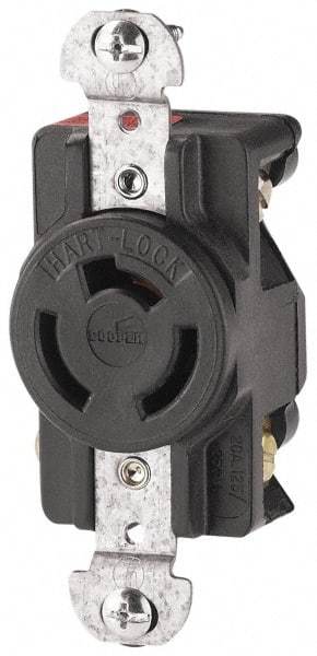 Cooper Wiring Devices - 125/250 VAC, 20 Amp, NonNEMA, Ungrounded Receptacle - 3 Poles, 3 Wire, Female End, Black - Benchmark Tooling