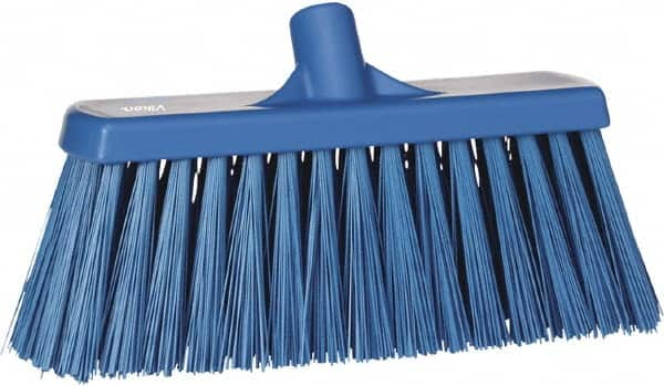 Vikan - 12" Heavy Duty Synthetic Push Broom - 4" Bristle Length, Plastic Block, European Threaded Handle Connection - Benchmark Tooling