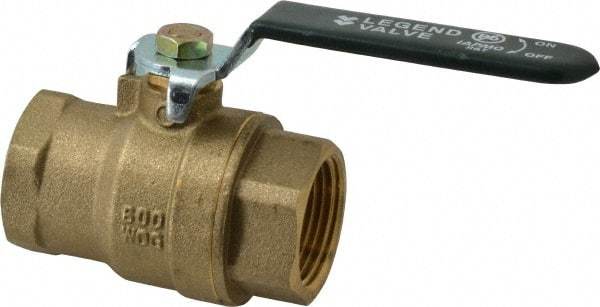 Legend Valve - 1" Pipe, Full Port, Brass Full Port Ball Valve - Bi-Directional, FNPT x FNPT Ends, Quarter Turn Handle, 600 WOG, 150 WSP - Benchmark Tooling