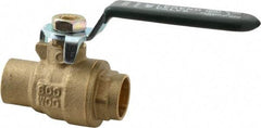 Legend Valve - 1/2" Pipe, Full Port, Brass Full Port Ball Valve - Bi-Directional, Sweat Ends, Quarter Turn Handle, 600 WOG, 150 WSP - Benchmark Tooling