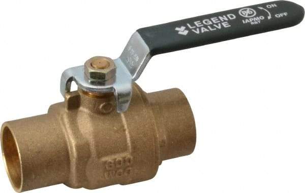 Legend Valve - 1" Pipe, Full Port, Brass Full Port Ball Valve - Bi-Directional, Sweat Ends, Quarter Turn Handle, 600 WOG, 150 WSP - Benchmark Tooling