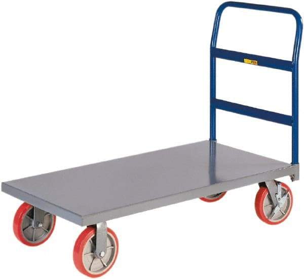 Little Giant - 3,600 Lb Capacity Steel Platform Truck - Steel Deck, 24" OAW, 36" Platform Length, Polyurethane Casters - Benchmark Tooling