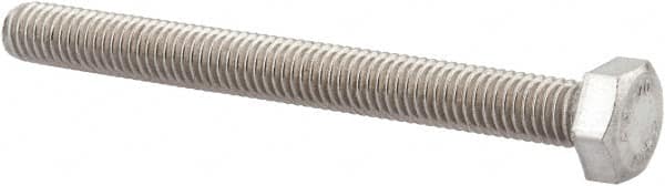 Hex Head Cap Screw: M5 x 0.80 x 50 mm, Grade 18-8 & Austenitic Grade A2 Stainless Steel, Uncoated Fully Threaded, 8 mm Hex, DIN 933