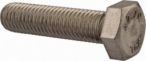 Value Collection - M12x1.75mm Metric Coarse, 50mm Length Under Head Hex Head Cap Screw - Fully Threaded, Grade 18-8 & Austenitic A2 Stainless Steel, Uncoated, 19mm Hex - Benchmark Tooling