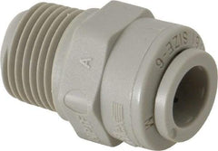 Parker - 3/8" Outside Diam, 3/8 NPTF, Acetal Push-to-Connect Tube Male Connector - 300 Max psi, Tan - Benchmark Tooling