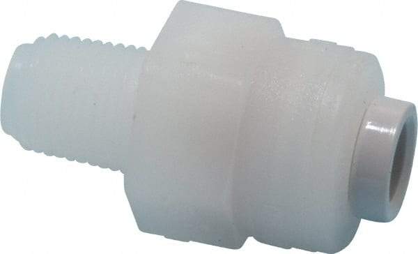 Parker - 1/4" Outside Diam, 1/8 NPTF, Kynar Push-to-Connect Tube Male Connector - 300 Max psi, Tan - Benchmark Tooling