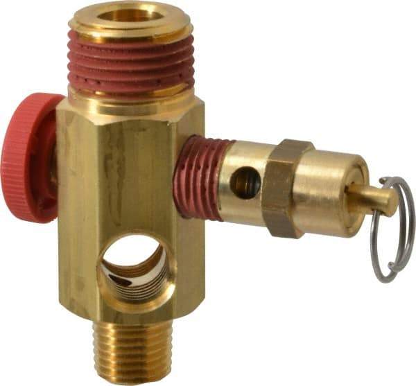 Midwest Control - 1/2" MNPT 150 psi Compressor Tank Manifold - For Use with Portable Air Tank, 1.88" Diam x 2.49" High - Benchmark Tooling