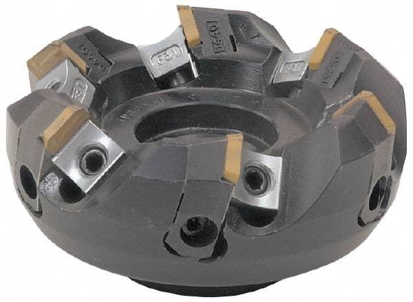 Tungaloy - 6.299" Cut Diam, 2" Arbor Hole, 0.236" Max Depth of Cut, 45° Indexable Chamfer & Angle Face Mill - 8 Inserts, SE.. Insert, Right Hand Cut, Series TGE - Benchmark Tooling
