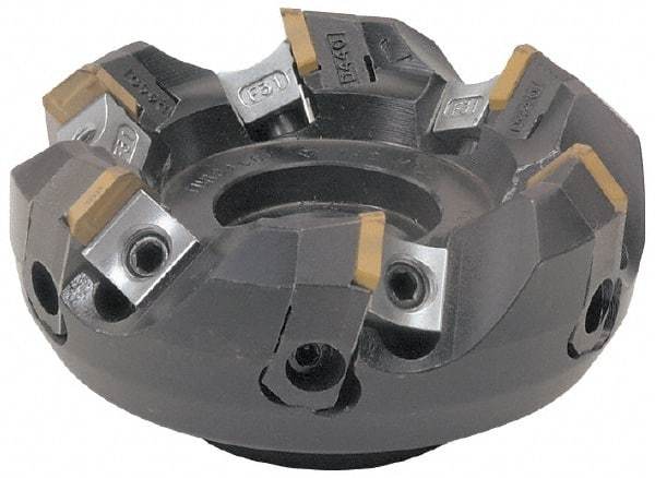 Tungaloy - 3.937" Cut Diam, 1-1/2" Arbor Hole, 0.236" Max Depth of Cut, 45° Indexable Chamfer & Angle Face Mill - 5 Inserts, SE.. Insert, Right Hand Cut, Series TGE - Benchmark Tooling