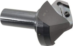 Tungaloy - 60° Lead Angle, 2.834" Max Cut Diam, 2.204" Min Cut Diam, 0.571" Max Depth of Cut, Indexable Chamfer and Angle End Mill - 2 Inserts, XCET Insert Style, 5.119" Overall Length, Straight Shank, 60° Included Angle - Benchmark Tooling