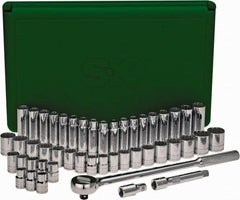 SK - 47 Piece 1/2" Drive Deep Well Socket Set - 12 Points, 1/2" to 1-1/2" (10mm to 24mm) Range, Inch/Metric Measurement Standard - Benchmark Tooling