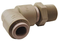 Parker - 5/16" Outside Diam, 3/8 NPTF, Acetal Push-to-Connect Tube Male Elbow - 300 Max psi, Tan - Benchmark Tooling