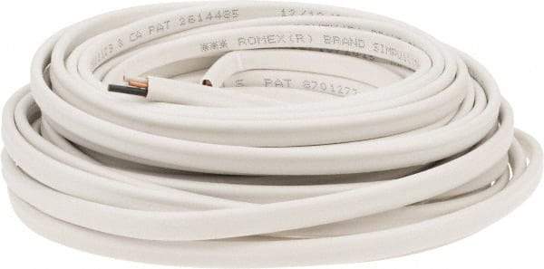 Southwire - NM-B, 14 AWG, 15 Amp, 50' Long, Solid Core, 1 Strand Building Wire - White, PVC Insulation - Benchmark Tooling