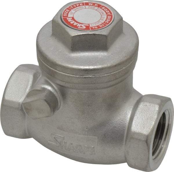 Sharpe Valves - 1/2" Stainless Steel Check Valve - FNPT x FNPT, 200 WOG - Benchmark Tooling