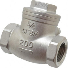 Sharpe Valves - 3/4" Stainless Steel Check Valve - FNPT x FNPT, 200 WOG - Benchmark Tooling