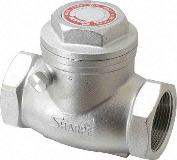 Sharpe Valves - 1-1/2" Stainless Steel Check Valve - FNPT x FNPT, 200 WOG - Benchmark Tooling