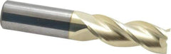 Accupro - 5/8", 1-5/8" LOC, 5/8" Shank Diam, 3-1/2" OAL, 3 Flute, Solid Carbide Square End Mill - Single End, ZrN Finish, Spiral Flute, 37° Helix, Centercutting, Right Hand Cut, Right Hand Flute - Benchmark Tooling