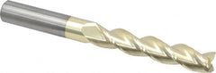 Accupro - 5/8", 3-1/4" LOC, 5/8" Shank Diam, 6" OAL, 3 Flute, Solid Carbide Square End Mill - Single End, ZrN Finish, Spiral Flute, 37° Helix, Centercutting, Right Hand Cut, Right Hand Flute - Benchmark Tooling