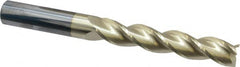 Accupro - 3/4", 4" LOC, 3/4" Shank Diam, 7" OAL, 3 Flute, Solid Carbide Square End Mill - Single End, ZrN Finish, Spiral Flute, 37° Helix, Centercutting, Right Hand Cut, Right Hand Flute - Benchmark Tooling