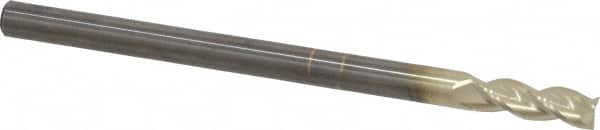 Accupro - 1/4", 3/4" LOC, 1/4" Shank Diam, 4" OAL, 3 Flute, Solid Carbide Square End Mill - Single End, ZrN Finish, Spiral Flute, 37° Helix, Centercutting, Right Hand Cut, Right Hand Flute - Benchmark Tooling