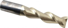 Accupro - 1", 3-1/2" LOC, 1" Shank Diam, 6" OAL, 2 Flute, Solid Carbide Square End Mill - Single End, ZrN Finish, Spiral Flute, 45° Helix, Centercutting, Right Hand Cut, Right Hand Flute - Benchmark Tooling