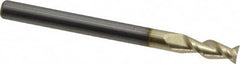 Accupro - 1/8", 5/16" LOC, 1/8" Shank Diam, 1-1/2" OAL, 2 Flute, Solid Carbide Square End Mill - Single End, ZrN Finish, Spiral Flute, 45° Helix, Centercutting, Right Hand Cut, Right Hand Flute - Benchmark Tooling