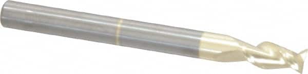 Accupro - 3/16", 3/8" LOC, 3/16" Shank Diam, 2" OAL, 2 Flute, Solid Carbide Square End Mill - Single End, ZrN Finish, Spiral Flute, 45° Helix, Centercutting, Right Hand Cut, Right Hand Flute - Benchmark Tooling