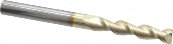 Accupro - 5/16", 1-1/2" LOC, 5/16" Shank Diam, 3-1/2" OAL, 2 Flute, Solid Carbide Square End Mill - Single End, ZrN Finish, Spiral Flute, 45° Helix, Centercutting, Right Hand Cut, Right Hand Flute - Benchmark Tooling