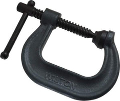 Wilton - Regular-Duty 2-1/8" Max Opening, 2-1/4" Throat Depth, Forged Steel Standard C-Clamp - 3,500 Lb Capacity, 0" Min Opening, Deep Throat - Benchmark Tooling