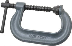 Wilton - Regular-Duty 3" Max Opening, 2-1/2" Throat Depth, Forged Steel Standard C-Clamp - 3,500 Lb Capacity, 0" Min Opening, Deep Throat - Benchmark Tooling