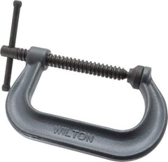 Wilton - Regular-Duty 4-1/4" Max Opening, 3-1/4" Throat Depth, Forged Steel Standard C-Clamp - 6,200 Lb Capacity, 0" Min Opening, Deep Throat - Benchmark Tooling