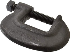 Wilton - Extra Heavy-Duty 1-3/8" Max Opening, 1-3/32" Throat Depth, Forged Steel Standard C-Clamp - 5,600 Lb Capacity, 0" Min Opening, Standard Throat Depth, Cold Drawn Steel Screw - Benchmark Tooling