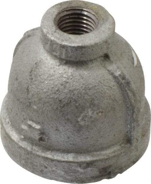 Made in USA - Class 150, 1 x 1/4" Galvanized Pipe Reducing Coupling - Threaded, Malleable Iron - Benchmark Tooling