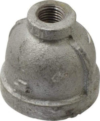 Made in USA - Class 150, 1 x 1/4" Galvanized Pipe Reducing Coupling - Threaded, Malleable Iron - Benchmark Tooling