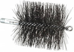 Schaefer Brush - 4-1/2" Brush Length, 4-1/2" Diam, Double Stem, Double Spiral Tube Brush - 7-1/2" Long, Tempered Steel Wire, 1/4" NPT Male Connection - Benchmark Tooling