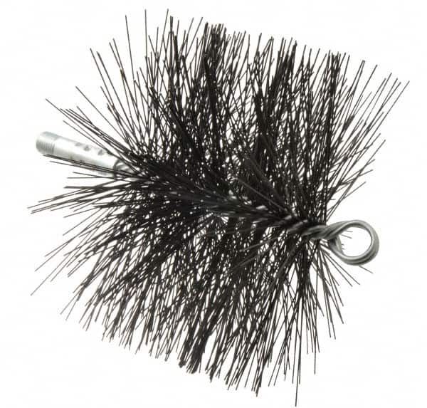 Schaefer Brush - 4-1/2" Brush Length, 7" Diam, Double Stem, Double Spiral Tube Brush - 7-1/2" Long, Tempered Steel Wire, 1/4" NPT Male Connection - Benchmark Tooling