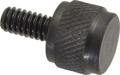 Gibraltar - 1/4-20 Knurled Shoulderless Steel Thumb Screw - 1" OAL, 5/8" Head Diam x 1/2" Head Height, Black Oxide Finish - Benchmark Tooling