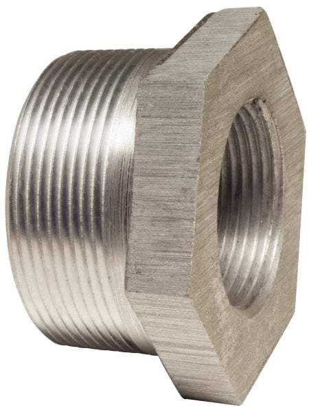 Latrobe Foundry - 1 x 1/2" Aluminum Pipe Hex Bushing - 150 psi, M x F End Connection, Grade 356-F - Benchmark Tooling