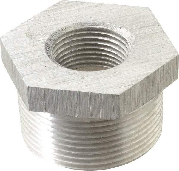 Latrobe Foundry - 1-1/2 x 3/4" Aluminum Pipe Hex Bushing - 150 psi, M x F End Connection, Grade 356-F - Benchmark Tooling