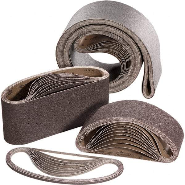 Sait - 4" Wide x 24" OAL, 60 Grit, Aluminum Oxide Abrasive Belt - Aluminum Oxide, Medium, Coated, X Weighted Cloth Backing - Benchmark Tooling