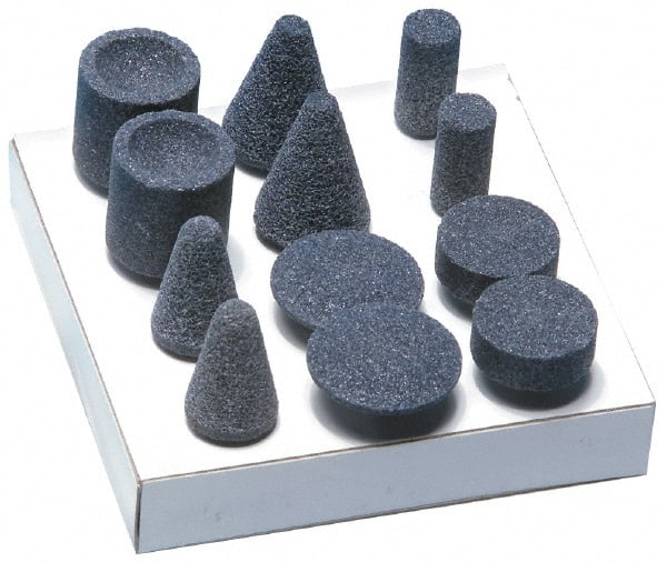 Grier Abrasives - 12 Piece Aluminum Oxide Vitrified Abrasive Point Set - Benchmark Tooling