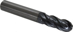 OSG - 10mm Diam, 25mm LOC, 4 Flute Solid Carbide Ball End Mill - TiAlN Finish, Single End, 70mm OAL, 10mm Shank Diam, Spiral Flute - Benchmark Tooling