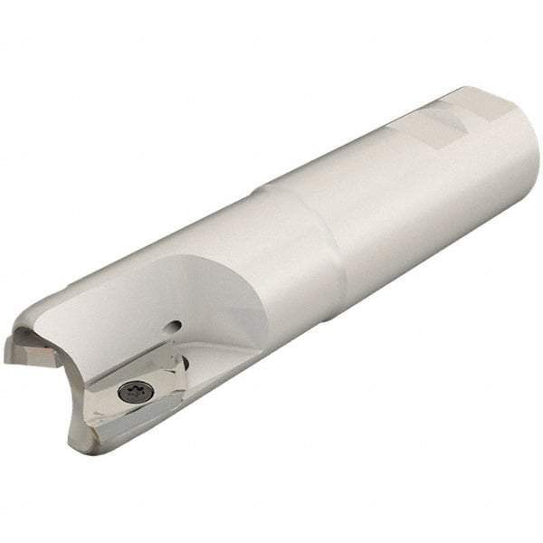 Iscar - 2" Cut Diam, 0.807" Max Depth of Cut, 1-1/4" Shank Diam, 5" OAL, Indexable Square Shoulder End Mill - HM90 APCR 2206.. Inserts, Weldon Shank, 90° Lead Angle, Through Coolant, Series Helialu - Benchmark Tooling