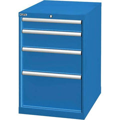 LISTA - 4 Drawer, 21 Compartment Bright Blue Steel Modular Storage Cabinet - Benchmark Tooling