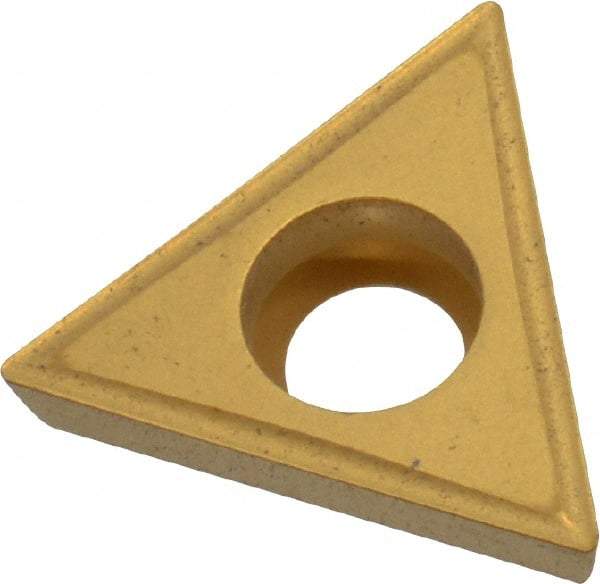 Value Collection - TPGH321 Grade TCN55 Carbide Turning Insert - TiN Finish, 60° Triangle, 3/8" Inscr Circle, 1/8" Thick, 1/64" Corner Radius - Benchmark Tooling