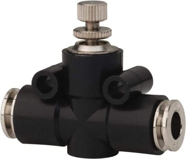 PRO-SOURCE - 1/4" Tube OD Inline Flow Control Valve - 0 to 113.76 psi & Techno Polymer, Brass, Steel Material - Benchmark Tooling